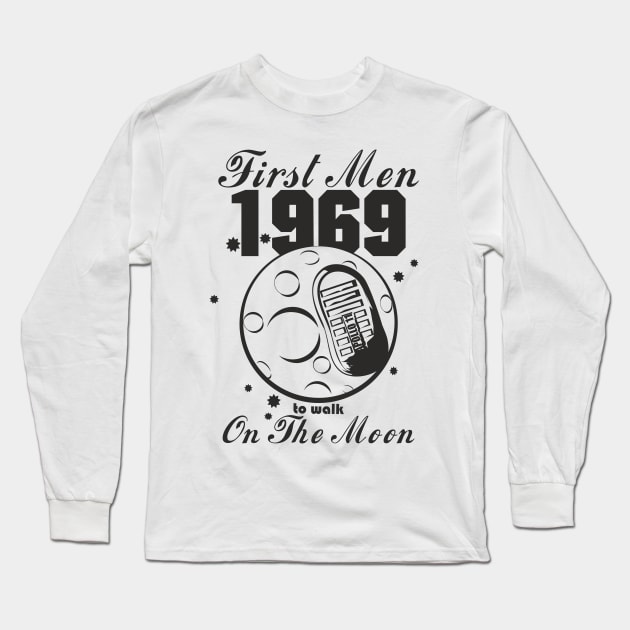 First Moon-landing (black print) Long Sleeve T-Shirt by aceofspace